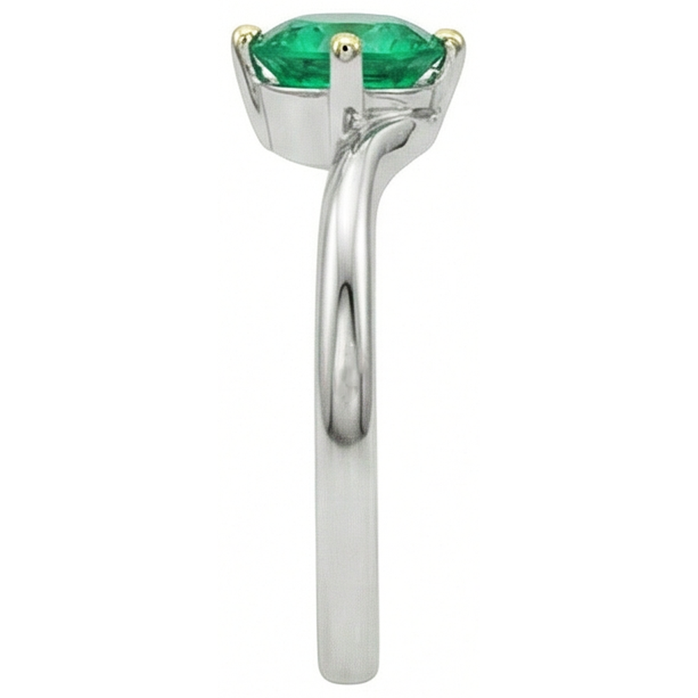 Natural Real ( Not Lab Grown ) Single Green Emerald GIA Ring