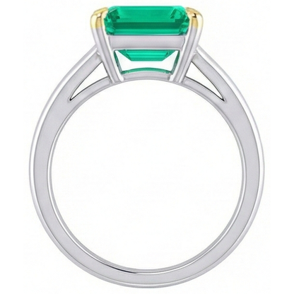 Natural Real ( Not Lab Grown ) Single Green Emerald GIA Ring Split Shank