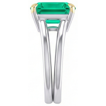 Natural Real ( Not Lab Grown ) Single Green Emerald GIA Ring Split Shank