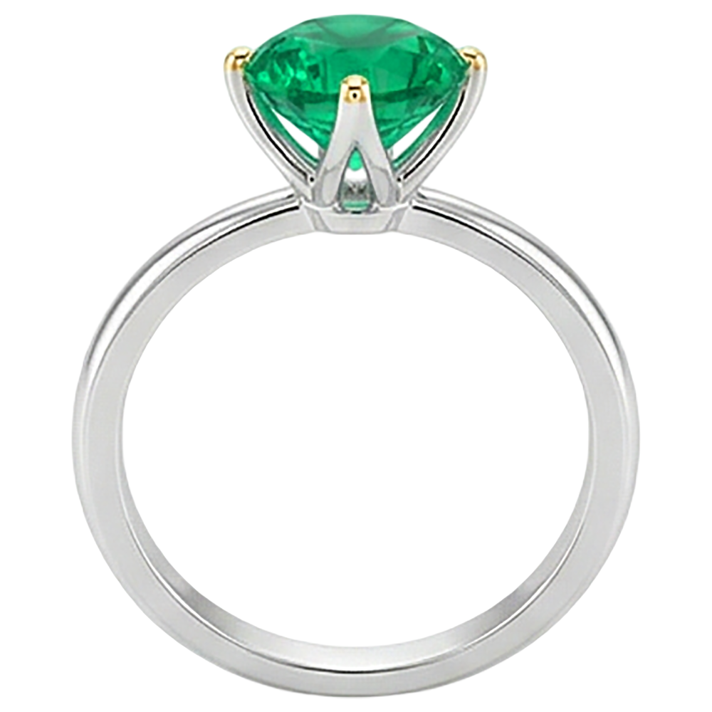 natural round emerald 3ct ring profile view