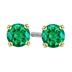 Natural Emerald Earring 2ct - Two Tone 14K Gold