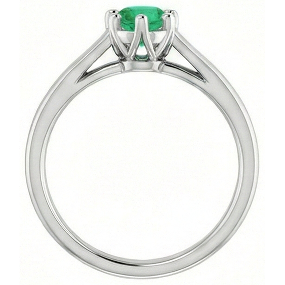 Six Prong Round Green Emerald GIA Natural Earth Mined Diamond Ring 1.25 Carats White Gold 14K