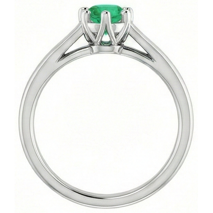 Six Prong Round Green Emerald GIA Natural Earth Mined Diamond Ring 1.25 Carats White Gold 14K