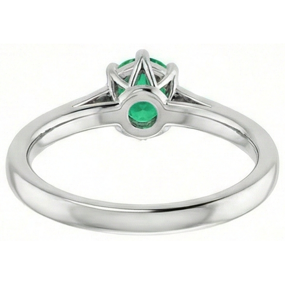 Six Prong Round Green Emerald GIA Natural Earth Mined Diamond Ring 1.25 Carats White Gold 14K
