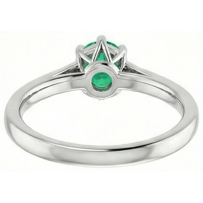 Six Prong Round Green Emerald GIA Natural Earth Mined Diamond Ring 1.25 Carats White Gold 14K