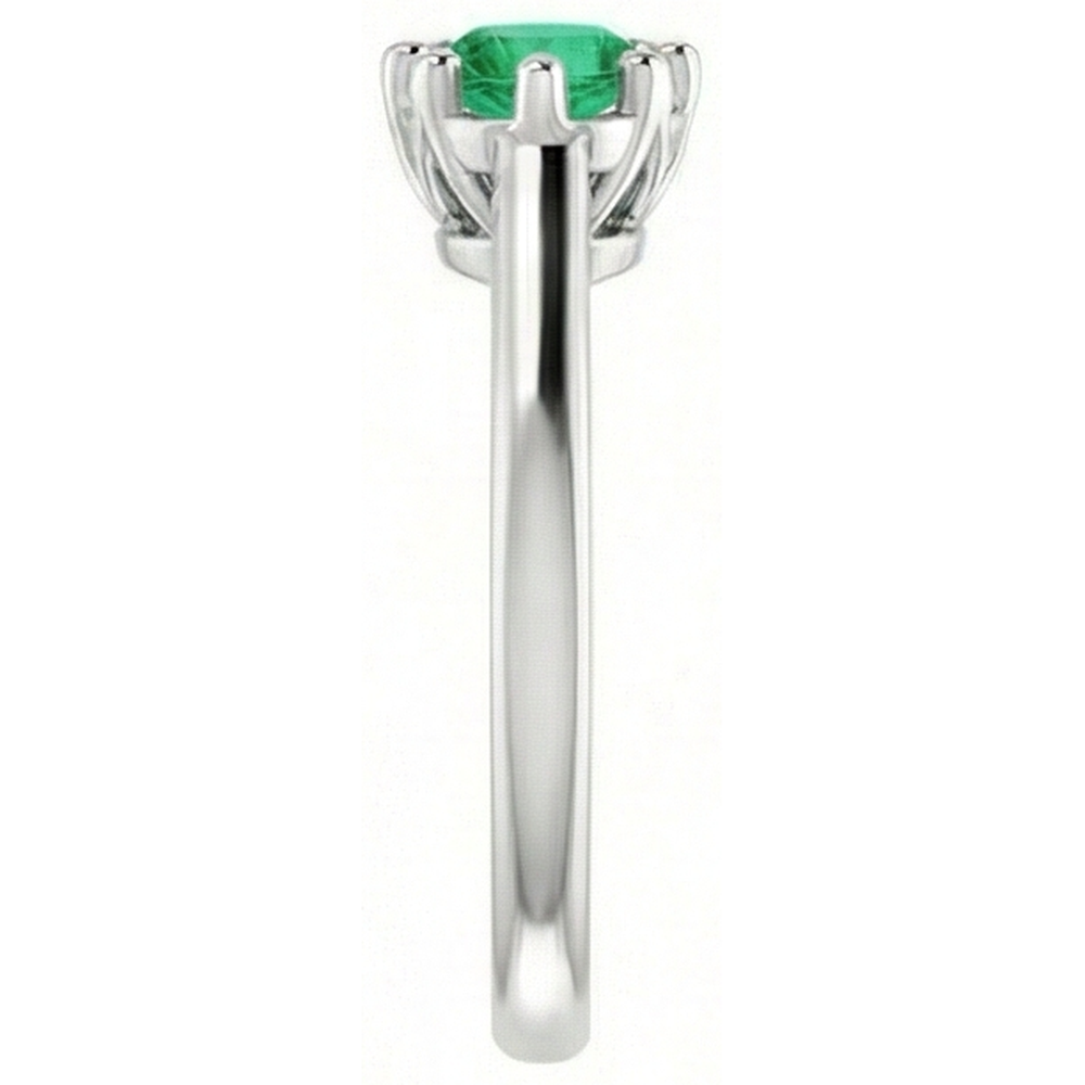 Six Prong Round Green Emerald GIA Natural Earth Mined Diamond Ring 1.25 Carats White Gold 14K