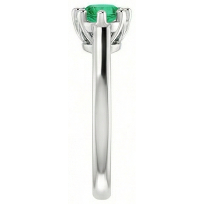 Six Prong Round Green Emerald GIA Natural Earth Mined Diamond Ring 1.25 Carats White Gold 14K