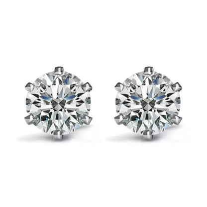 Six Prong Set 3.50 Ct Round Cut Lab Grown Diamonds Women Stud Earring White Gold