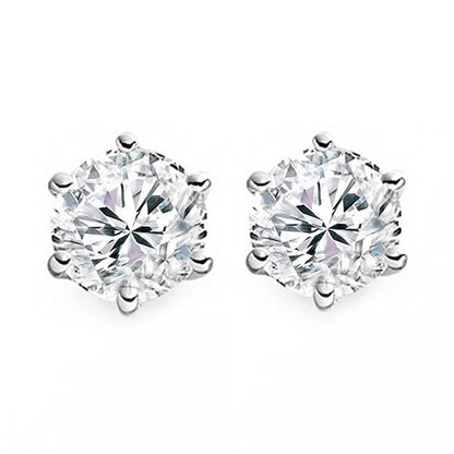 Six Prong Set Round Cut 4.00 Carats Lab Grown Diamonds Studs Earrings Wg 14K