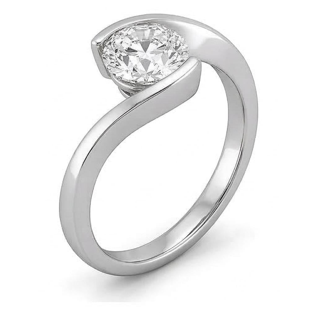 Solitaire 0.75 Carat Lab Grown Diamond Engagement Ring White Gold 14K