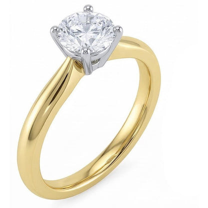 Solitaire 1.25 Carat Natural Earth Mined Diamond Engagement Ring Two Tone 14K