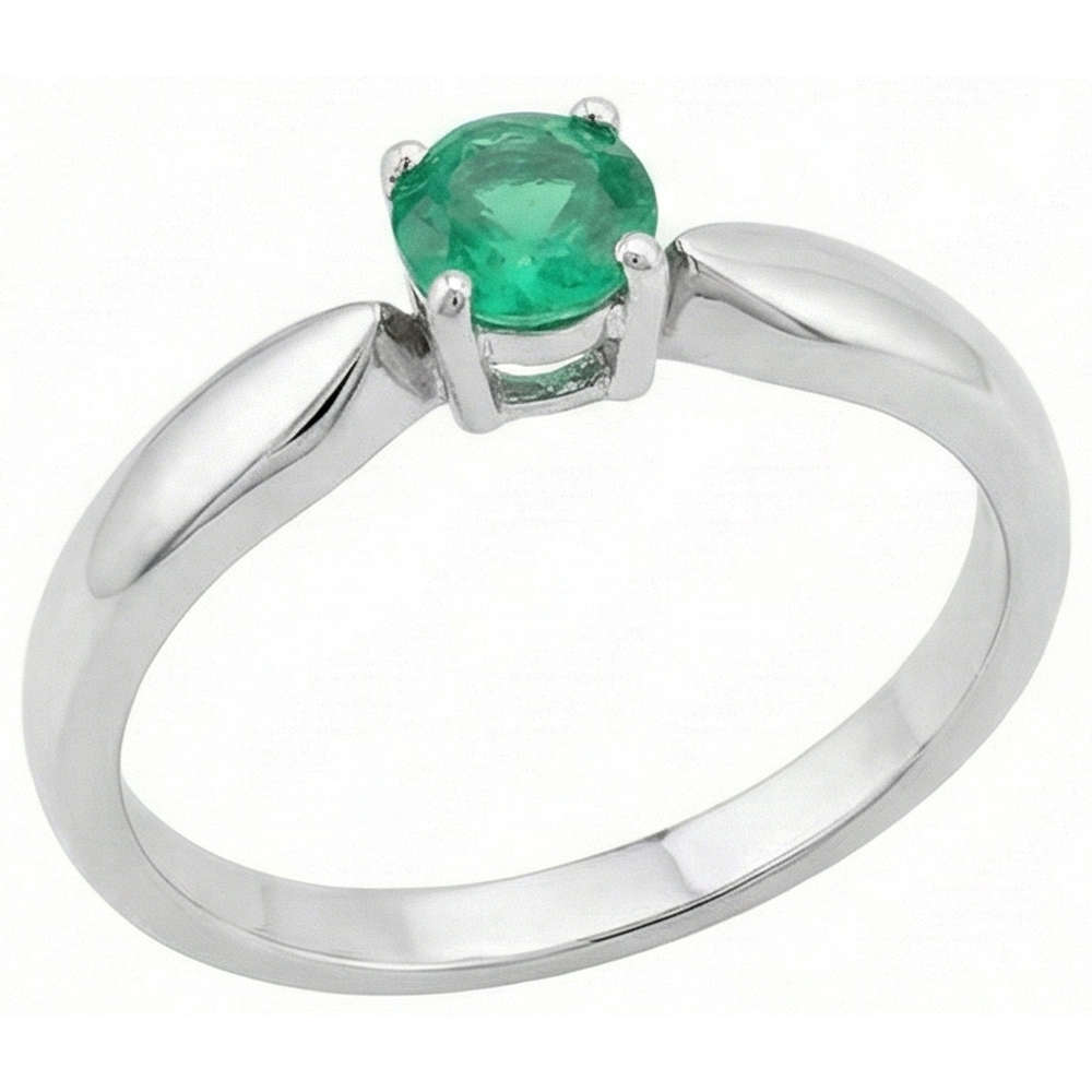 Natural Real ( Not Lab Grown ) Solitaire 2.50 Ct Round Cut Green Emerald GIA Engagement Ring White Gold 14K