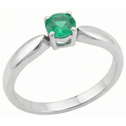 Natural Real ( Not Lab Grown ) Solitaire 2.50 Ct Round Cut Green Emerald GIA Engagement Ring White Gold 14K