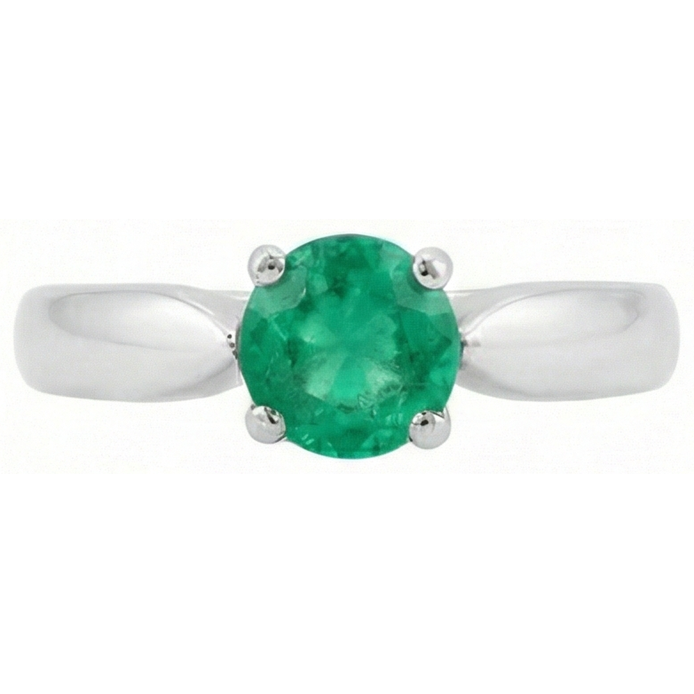 Natural Real ( Not Lab Grown ) Solitaire 2.50 Ct Round Cut Green Emerald GIA Engagement Ring White Gold 14K