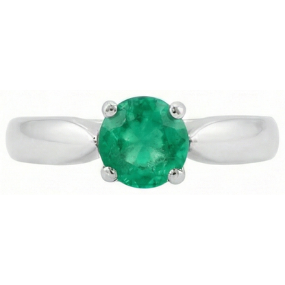 Natural Real ( Not Lab Grown ) Solitaire 2.50 Ct Round Cut Green Emerald GIA Engagement Ring White Gold 14K