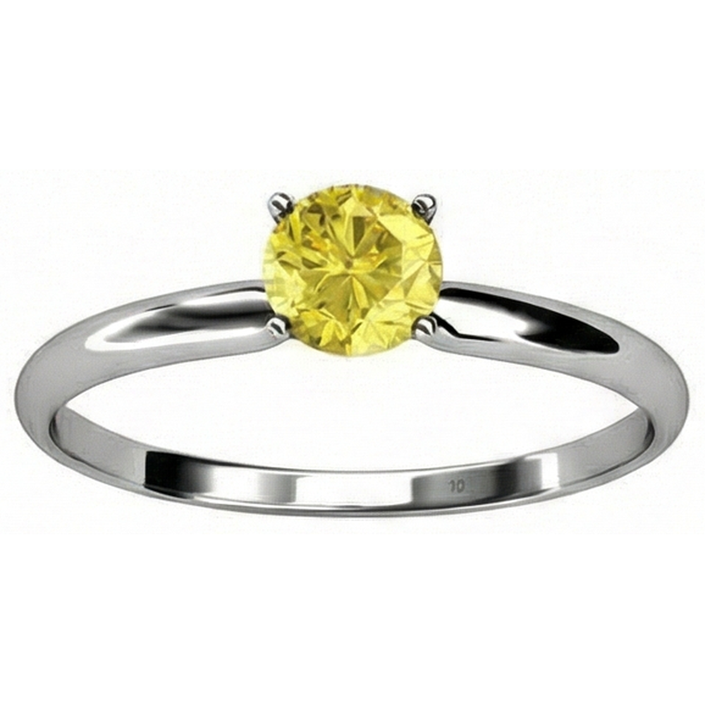 Solitaire 2 Ct Yellow Sapphire Ring White Gold 14K