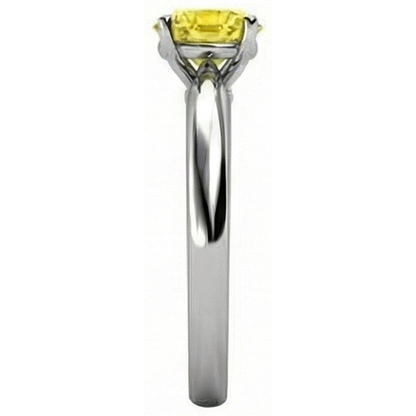 Solitaire 2 Ct Yellow Sapphire Ring White Gold 14K