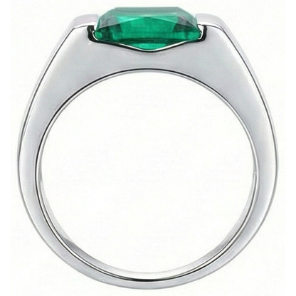Natural Real ( Not Lab Grown )  Solitaire 4.50 Carat Green Emerald Ring 14K White Gold New