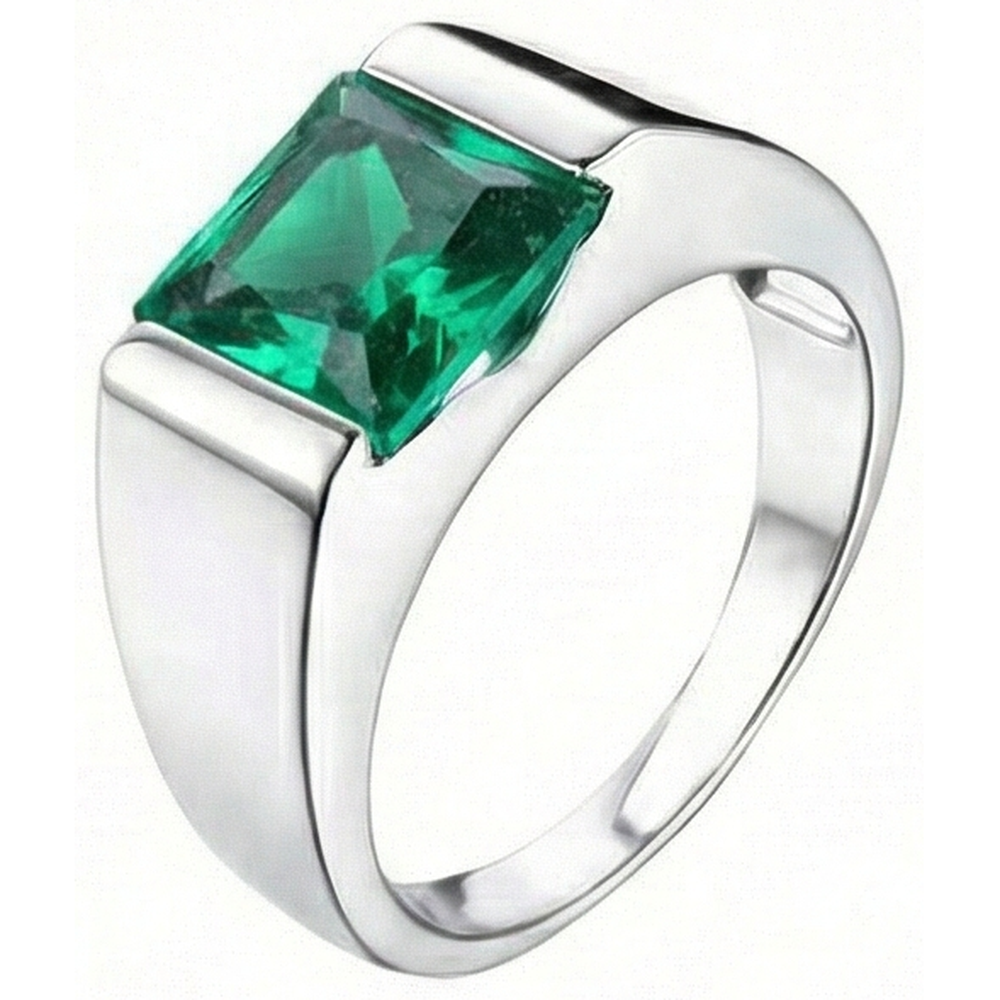 Natural Real ( Not Lab Grown )  Solitaire 4.50 Carat Green Emerald Ring 14K White Gold New
