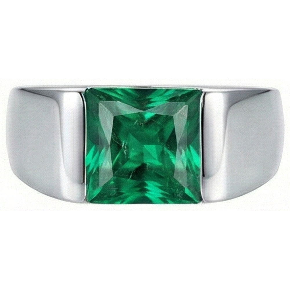 Natural Real ( Not Lab Grown )  Solitaire 4.50 Carat Green Emerald Ring 14K White Gold New