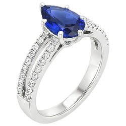 Natural Sapphire Ring 4ct - White Gold 14K