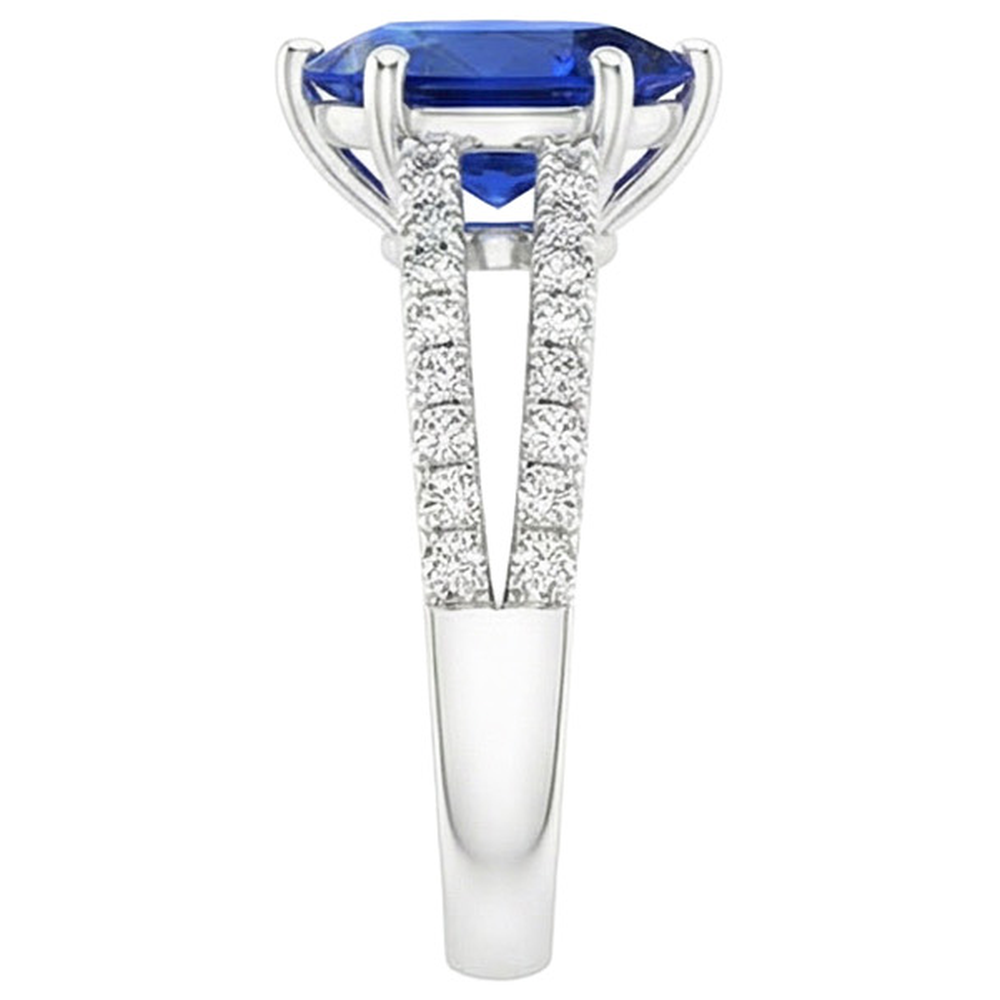 natural round sapphire 4ct ring profile view