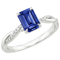 Solitaire Accents Ring Sri Lankan Sapphire & Natural Earth Mined Diamond 3.50 Carats