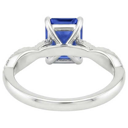 Solitaire Accents Ring Sri Lankan Sapphire & Natural Earth Mined Diamond 3.50 Carats