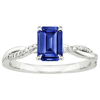 Solitaire Accents Ring Sri Lankan Sapphire & Natural Earth Mined Diamond 3.50 Carats