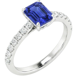 Solitaire Accents Ring Sri Lankan Sapphire & Natural Earth Mined Diamond 4.25 Carats