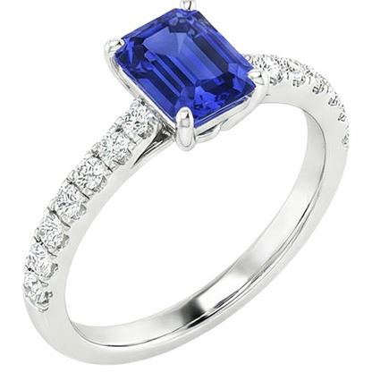 Solitaire Accents Ring Sri Lankan Sapphire & Natural Earth Mined Diamond 4.25 Carats