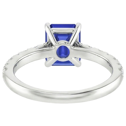 Solitaire Accents Ring Sri Lankan Sapphire & Natural Earth Mined Diamond 4.25 Carats