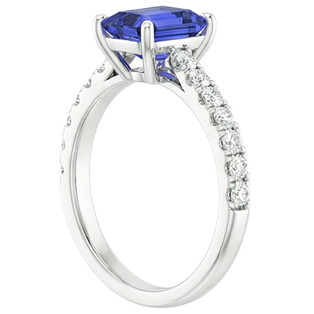 Solitaire Accents Ring Sri Lankan Sapphire & Natural Earth Mined Diamond 4.25 Carats
