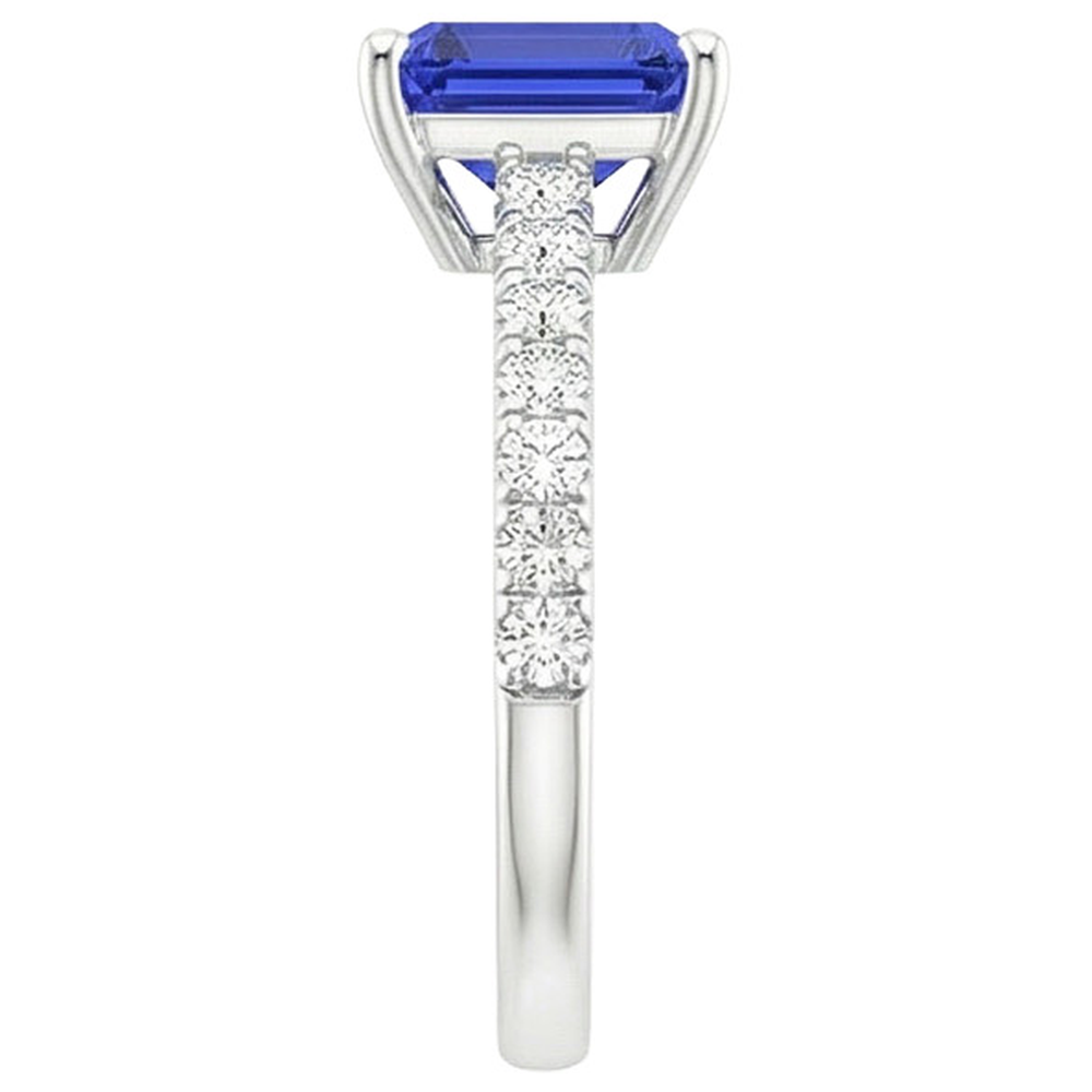 Solitaire Accents Ring Sri Lankan Sapphire & Natural Earth Mined Diamond 4.25 Carats