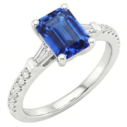Solitaire Accents Ring Sri Lankan Sapphire & Natural Earth Mined Diamond 4 Carats