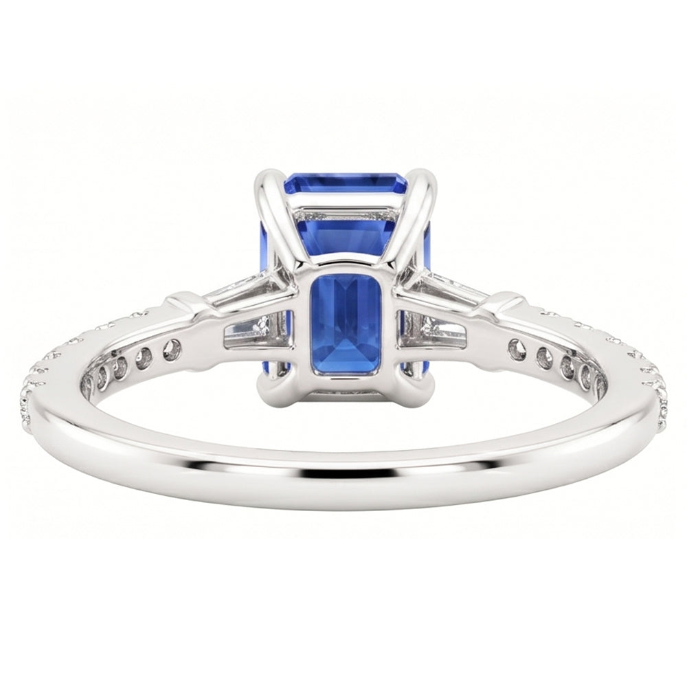 Solitaire Accents Ring Sri Lankan Sapphire & Natural Earth Mined Diamond 4 Carats