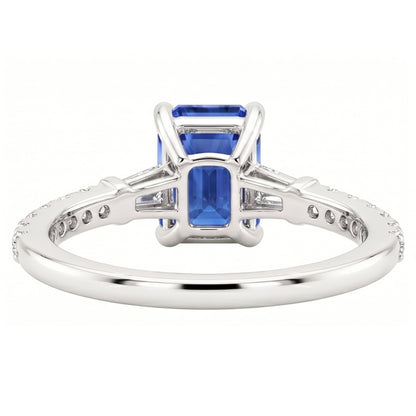 Solitaire Accents Ring Sri Lankan Sapphire & Natural Earth Mined Diamond 4 Carats