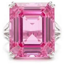 Solitaire Asscher Cut 18 CT Pink Kunzite Wedding Ring White Gold