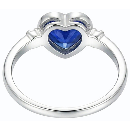 Solitaire Bezel Set Heart Natural Blue Sapphire Ring 2 Carats