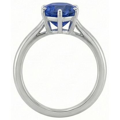 Natural Real ( Not Lab Grown )  Solitaire Blue Sapphire Ring Pear Cut 2 Carats White Gold 14K