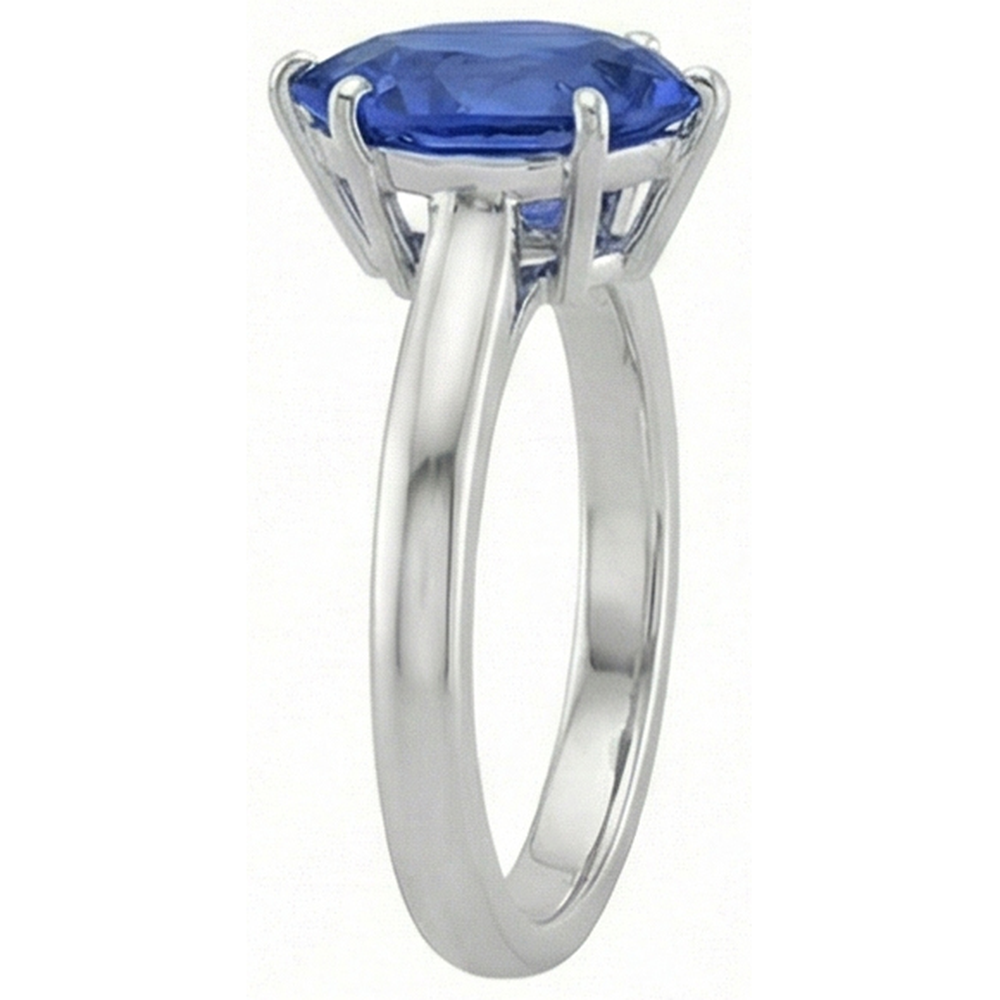 Natural Real ( Not Lab Grown )  Solitaire Blue Sapphire Ring Pear Cut 2 Carats White Gold 14K