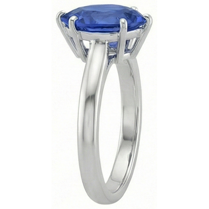 Natural Real ( Not Lab Grown )  Solitaire Blue Sapphire Ring Pear Cut 2 Carats White Gold 14K