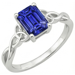 Natural Real ( Not Lab Grown )  Solitaire Blue Sapphire Ring Vintage Style Emerald Cut 3.50 Carats
