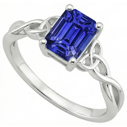 Natural Real ( Not Lab Grown )  Solitaire Blue Sapphire Ring Vintage Style Emerald Cut 3.50 Carats