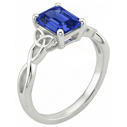 Natural Real ( Not Lab Grown )  Solitaire Blue Sapphire Ring Vintage Style Emerald Cut 3.50 Carats