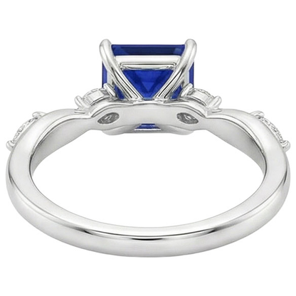 Solitaire Blue Sapphire Ring With Accents Marquise Natural Earth Mined Diamonds 5.50 Carat