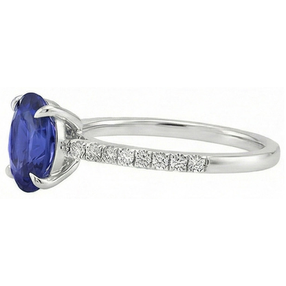 Solitaire Blue Sapphire Ring With Natural Earth Mined Diamond Accents 3.75 Carats