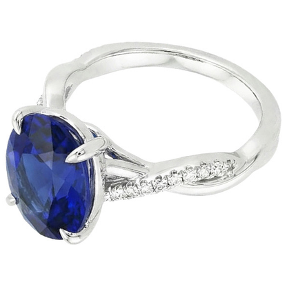 natural round sapphire 4.50ct ring profile view