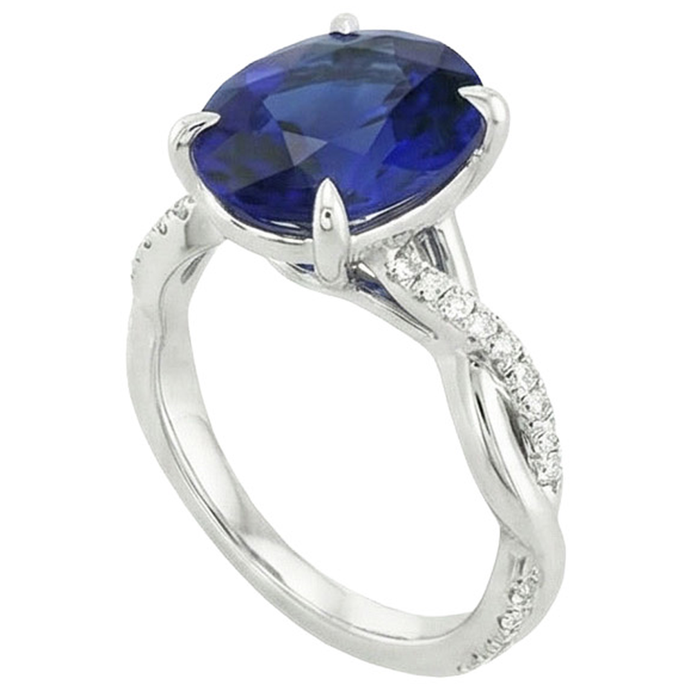 natural round sapphire 4.50ct ring side angle