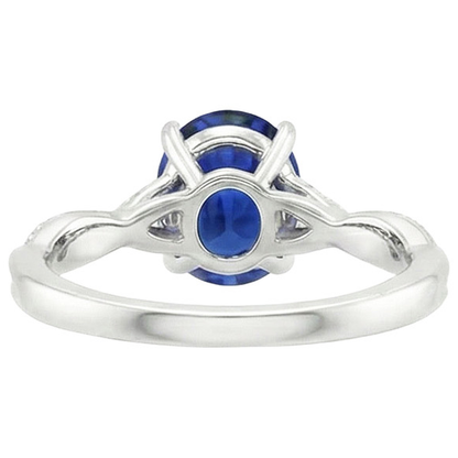 natural round sapphire 4.50ct ring on white background